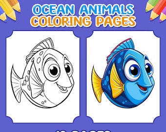 Printable Ocean Animals Coloring Pages for Kids | Toddlers, Preschoolers, Homeschool, Kindergarten Coloring Book Sheets, Gift for Him & Her