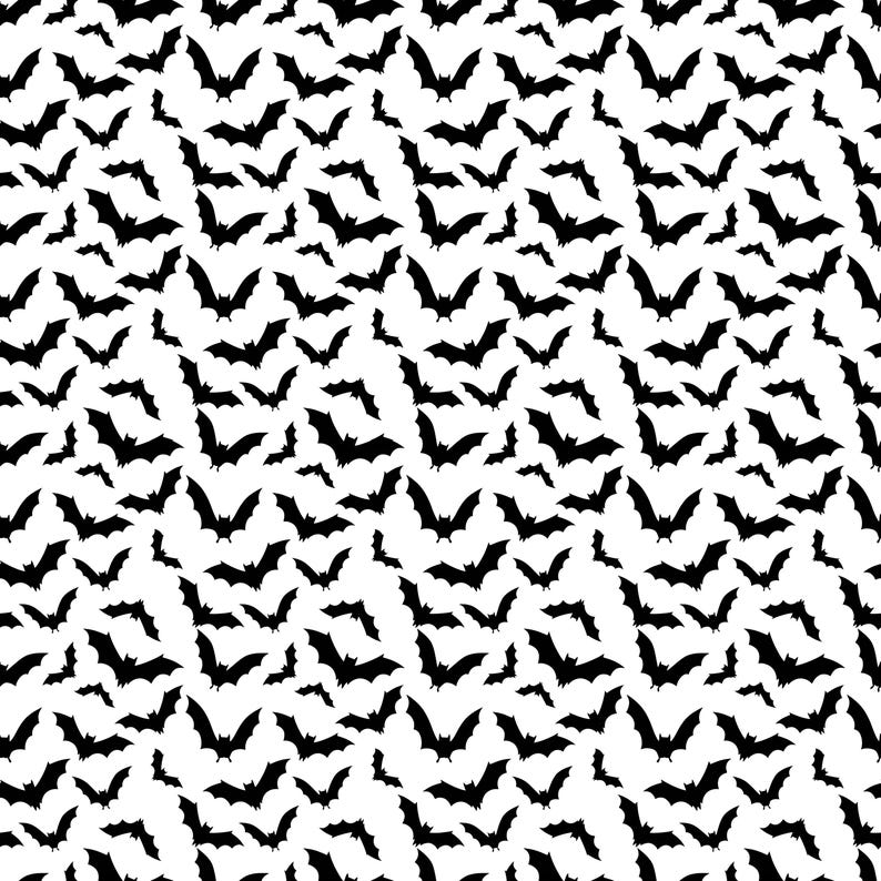 Halloween Bats Seamless Pattern: Spooky Black Flying Bats, Gothic ...