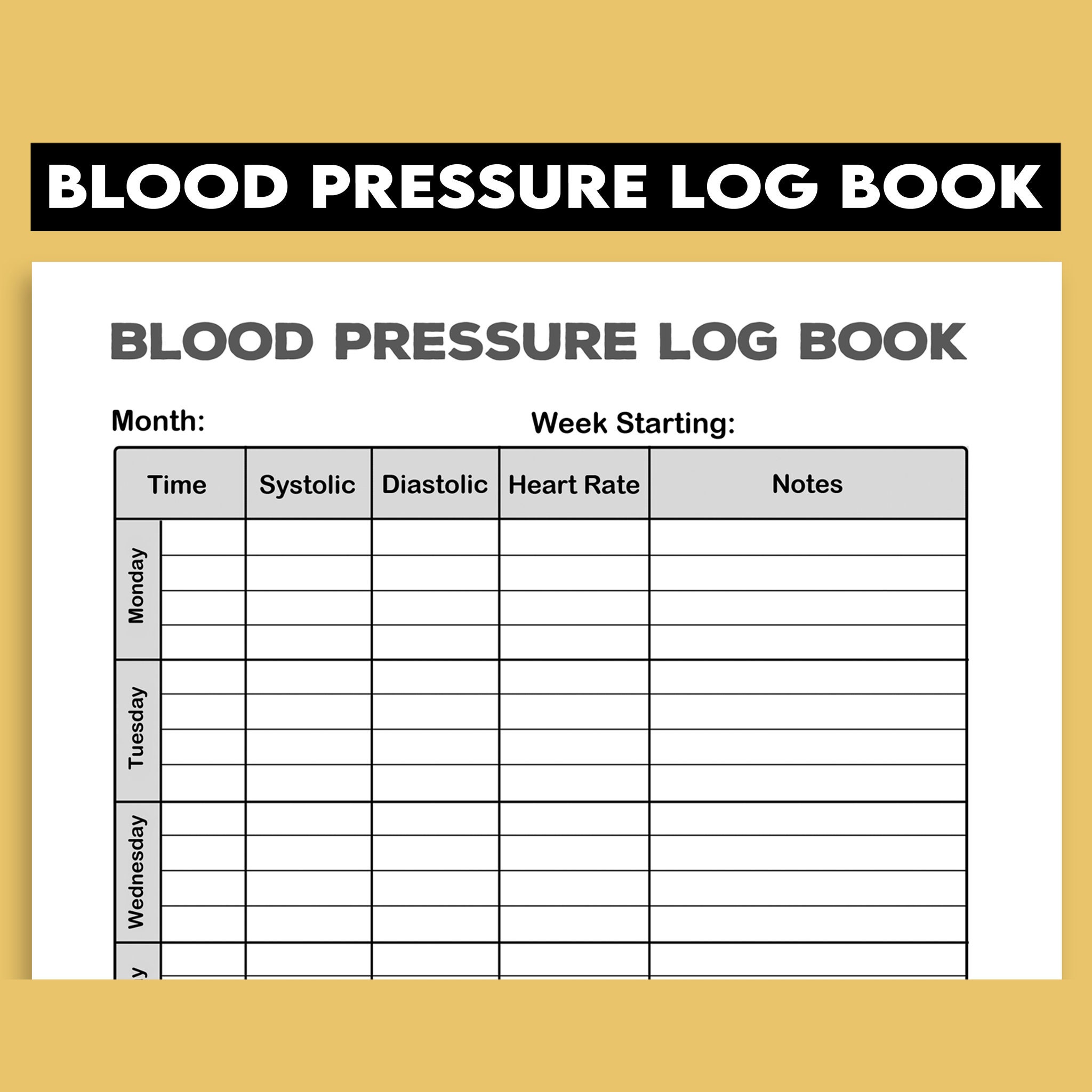 Daily Blood Pressure Sheet PDF | High Blood Pressure Log