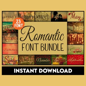 Romantic Font Bundle, Script Font Collection, Calligraphy Fonts, Commercial Use, Font for Cricut, Procreate Font, Goodnotes Font, Canva Font