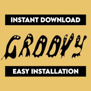 Halloween-Schrift, Halloween-Typografie, Gruselige Schrift, Horror-Schrift, Gruselige Schrift, Gruselige Schrift, Coole Schrift: Groovy Ghosties Front