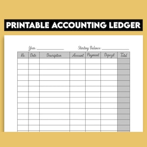 Printable Accounting Ledger Book For Bookkeeping, Accounting Ledger Logbook, Income and Expense Tracker, Small Business Bookkeeping