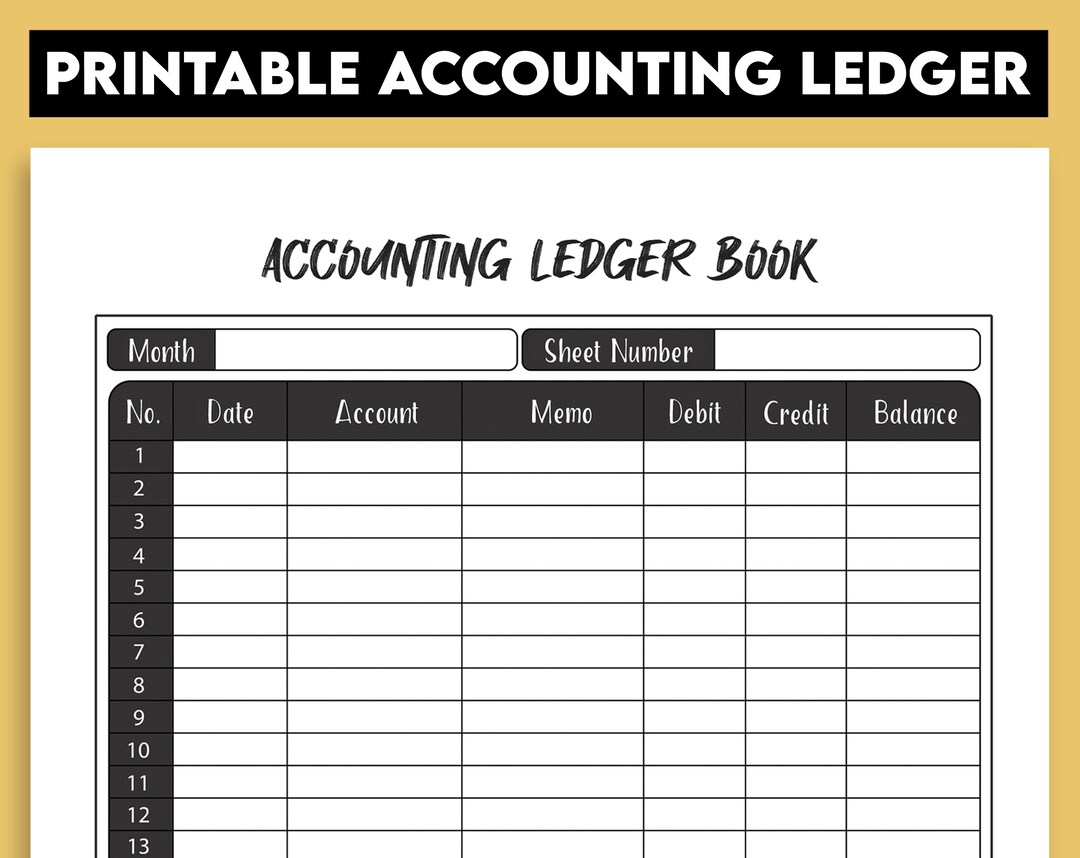 Printable Accounting Ledger Book for Bookkeeping Accounting - Etsy