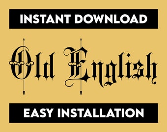Old English Font, Old English Letters, Old English Alphabet, Gothic, Medieval Font, Vintage, Retro, Celtic, Knight, Cricut Font, Cool Fonts