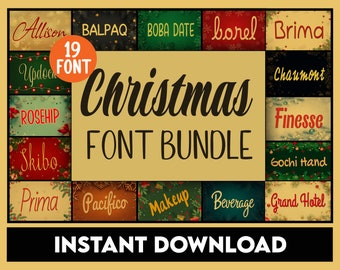 Christmas Font Bundle, Xmas Font Bundle, Christmas Font SVG, Christmas Font for Cricut, Noel Font, Procreate Fonts, Cricut Font, Canva Font