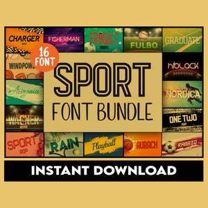 Sports Font Bundle, Jersey Font, Sport Font for Cricut, Sports Font TTF, Sports Font Canva Frames, Sporty Font Bundle