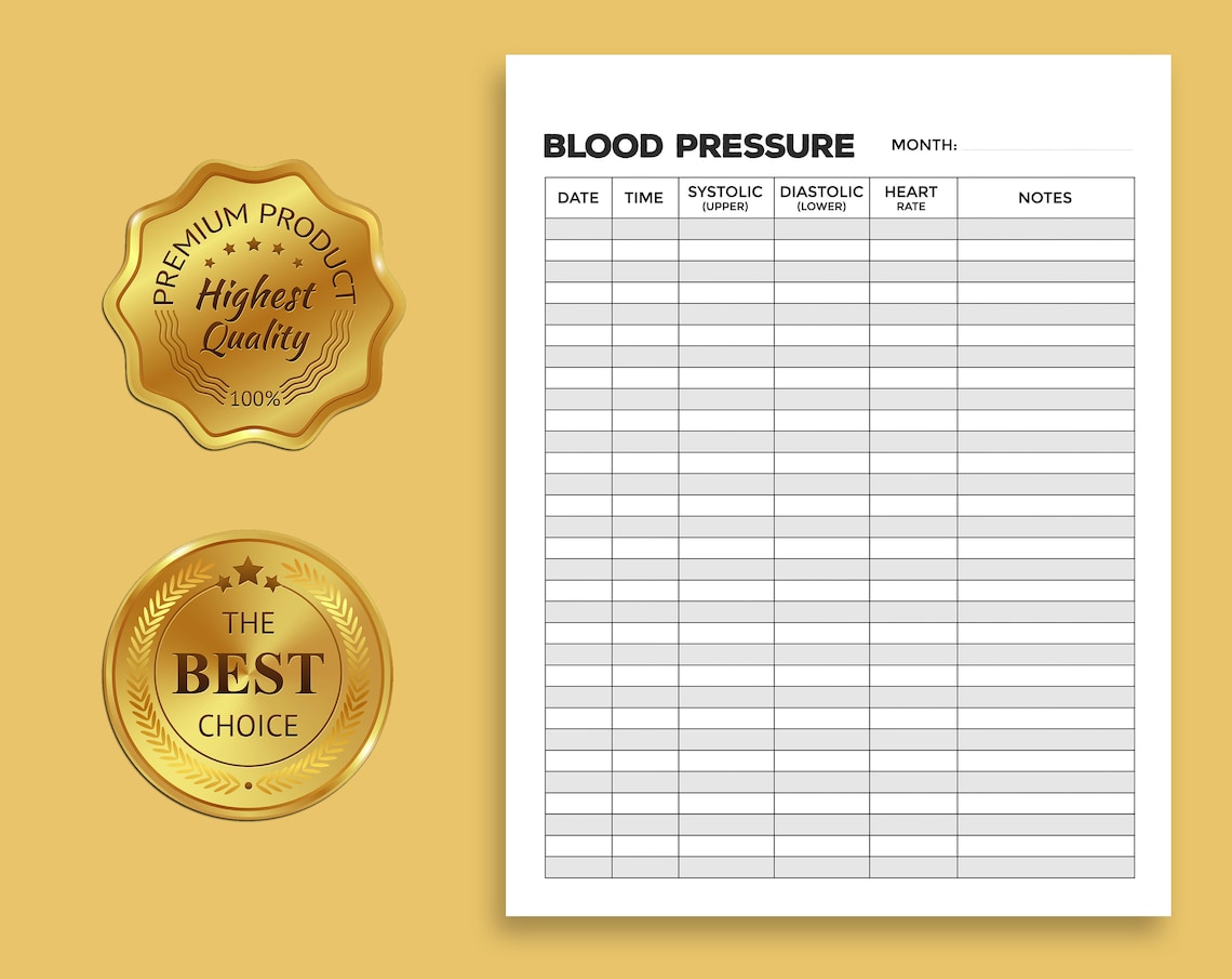Daily Blood Pressure Sheet PDF | High Blood Pressure Log Book Printable ...