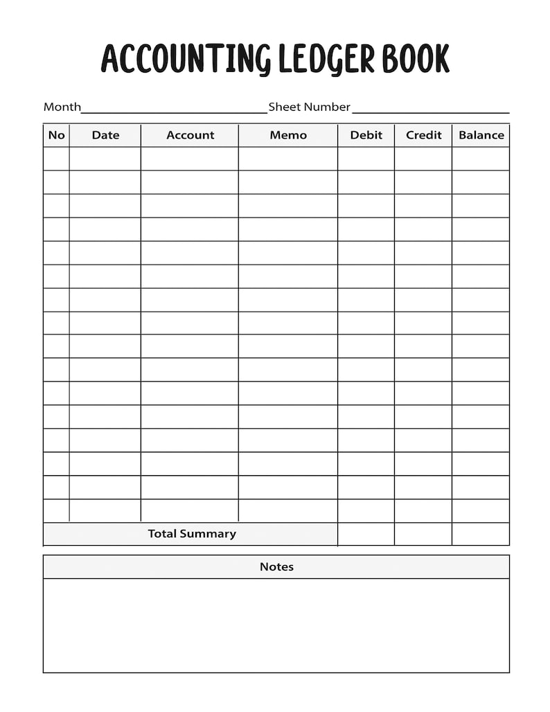 Printable Accounting Ledger Book for Bookkeeping, Accounting Ledger Log