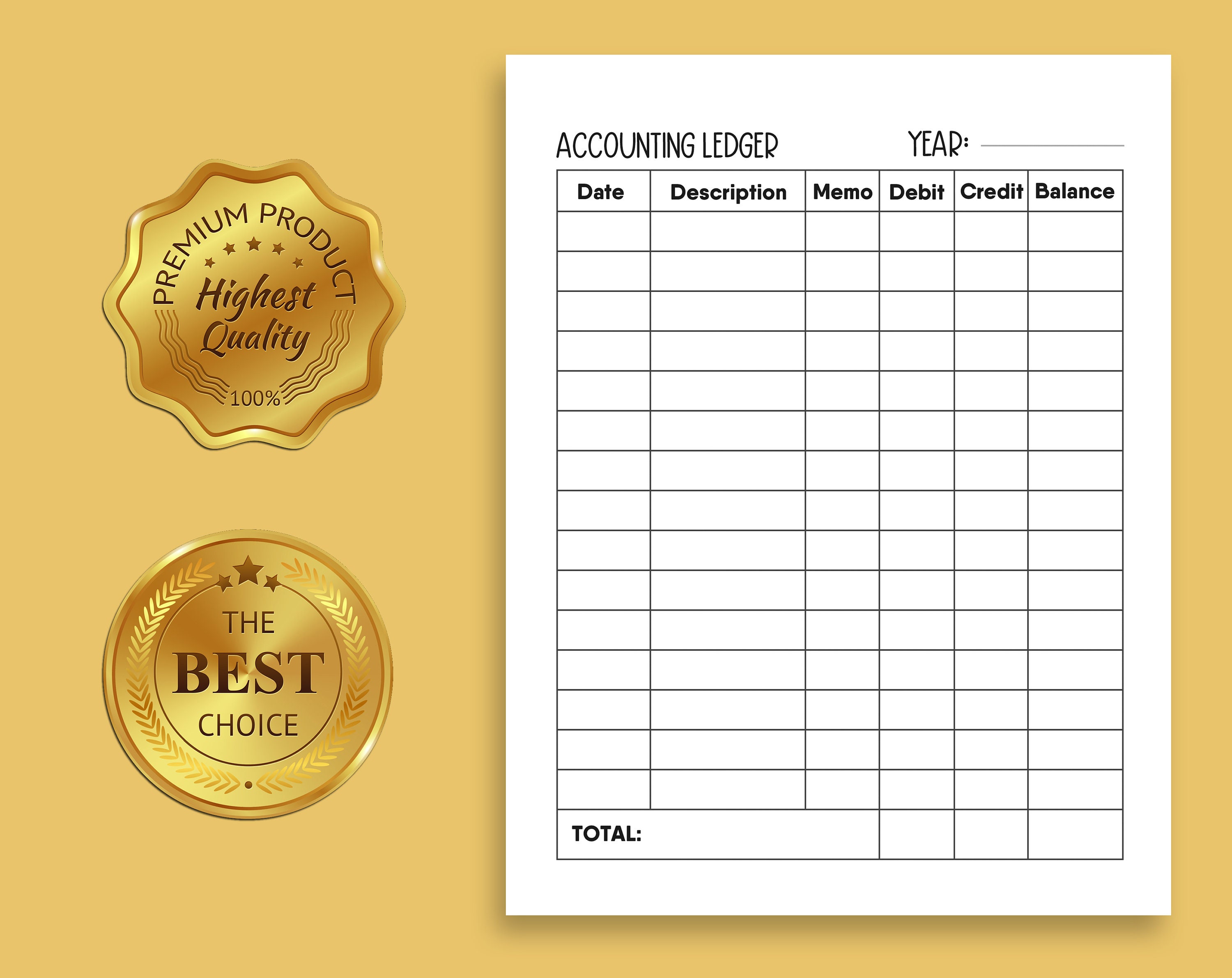 Printable Accounting Ledger Book for Bookkeeping Accounting - Etsy