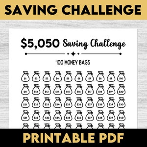 Money Saving Challenge Printable, Savings Tracker Printable, 100 Envelope Challenge, 5050 Savings Challenge, Finance Tracker, Budget Savings