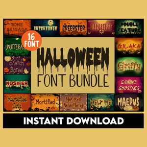 Halloween Font Bundle, Retro Halloween Fonts, Spooky Fonts, Scary Fonts, Dripping Fonts, Groovy Fonts, Spider Web Font, Font for Cricut