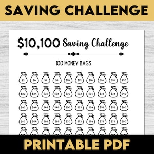Money Saving Challenge Printable, Savings Tracker Printable, 10100 Savings Challenge, 100 Envelope Challenge, Budget Saving, Finance Tracker