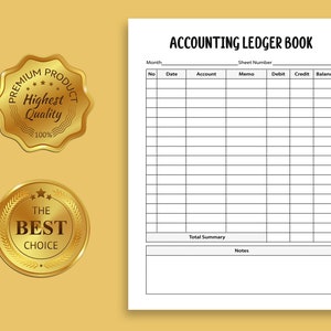 Printable Accounting Ledger Book for Bookkeeping, Accounting Ledger Log ...