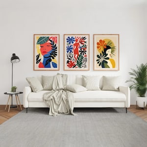 Set of 3 Matisse Prints, In the style of Henri Matisse Print Set Of 3, Matisse Botanical Print Set, Printable Wall Art 3 Piece Wall