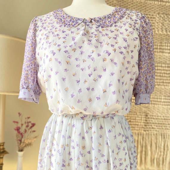 Vintage 70s ILGWU Pastel Lavender Purple White Ye… - image 5