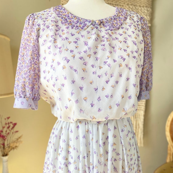 Vintage 70s ILGWU Pastel Lavender Purple White Ye… - image 2