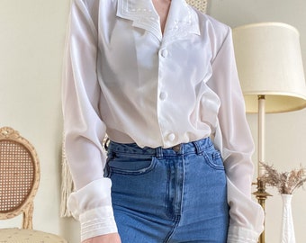 Crisp White Blouse - Etsy