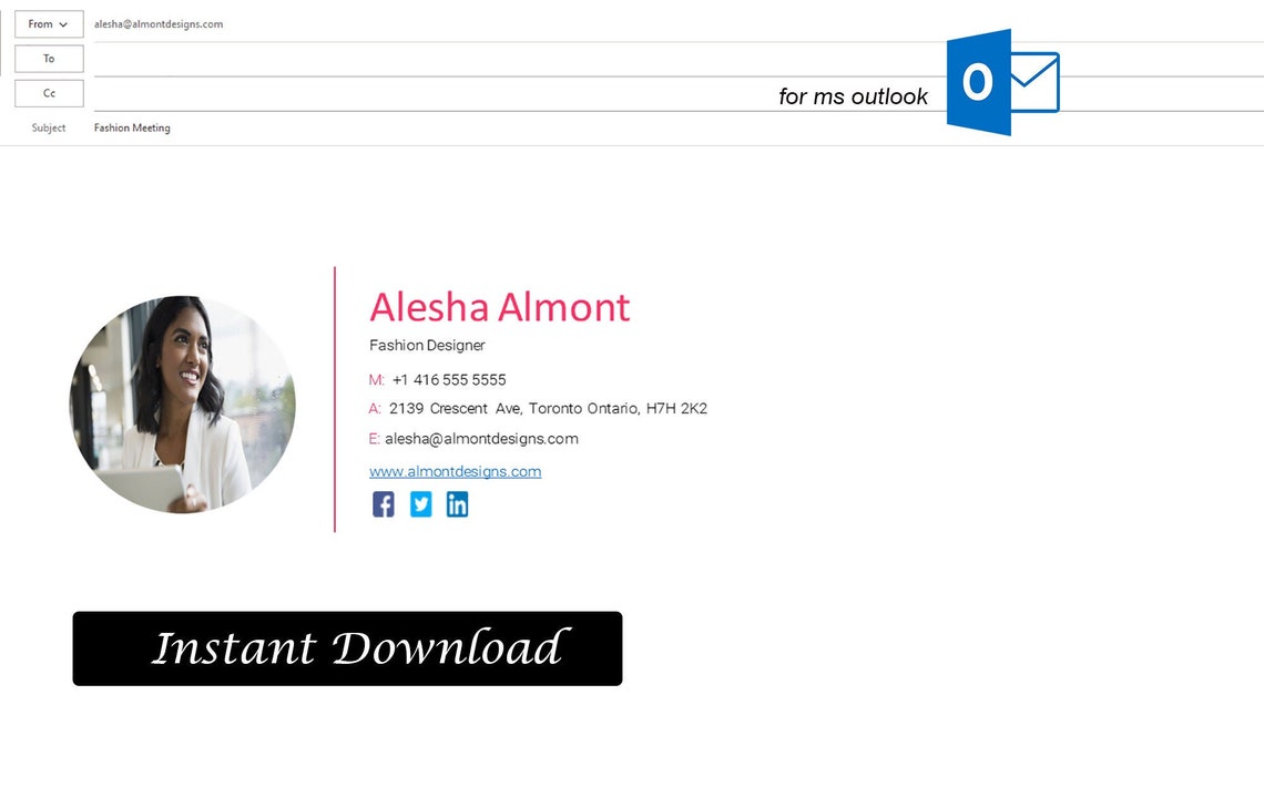 Email Signature Template. Microsoft Outlook Best Modern | Etsy