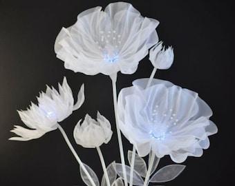 Organza Blumen Riesige Blumen Hochzeit Blumen Blumenstrauß aus Organza Weiße Blumen