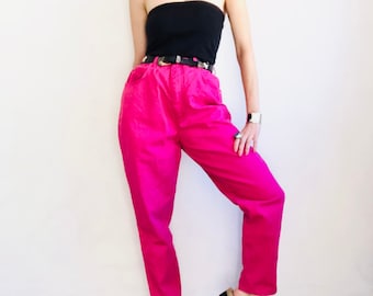 Vintage GITANO Pink Jeans, 30 Waist, 80s 90s Bright Bold High Rise Tapered Mom Denim Size Large