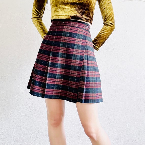 Tartan Red Grunge Mini Skirt, Preppy Plaid Pleated Skater Skirt, Punk High  Waist Short Skirt, Plus Sizes Available, Made to Order -  Canada