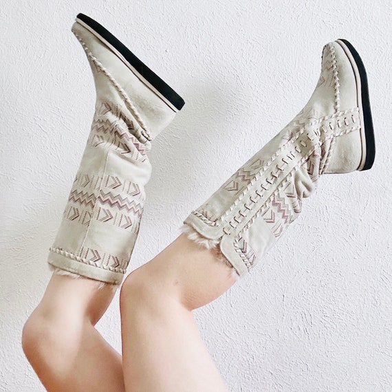Off white suede boots clearance