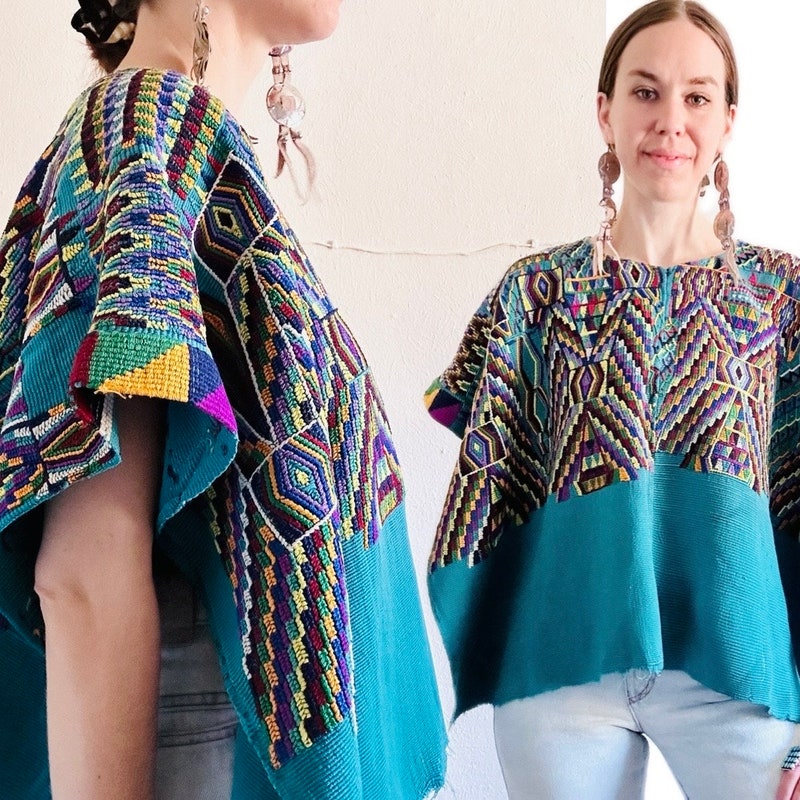 48cm length by 68cm width- Antique Huipil Blouse for fabric lovers