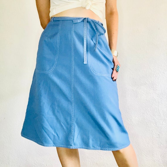 70s Workwear Wrap Skirt, Vintage, Small Medium, L… - image 2