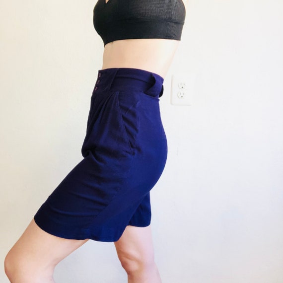 80s Vintage Pleated Shorts, Size Small, Purple Hi… - image 3