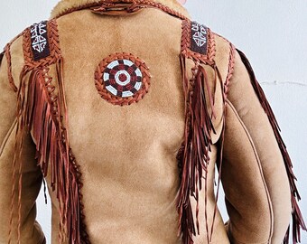 Vintage ARTURO Sheepskin Jacket, Small, 60s 70s Fringe