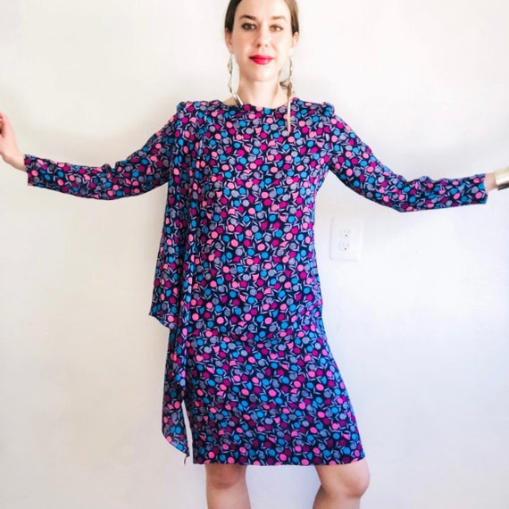 70s Printed Wrap Dress, Small Petite, Vintage 70s… - image 1