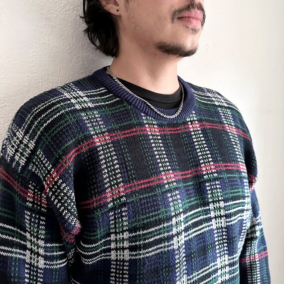 Plaid crew online neck sweater
