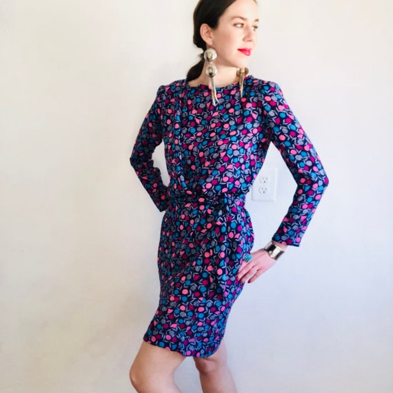 70s Printed Wrap Dress, Small Petite, Vintage 70s… - image 6