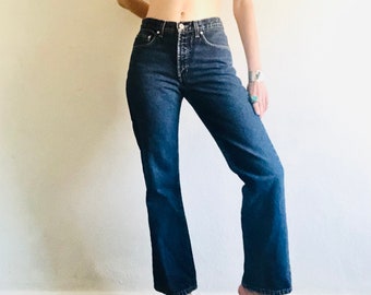 90s Straight Leg Jeans, 28 Waist, 80s Vintage ANCHOR BLUE Blue Medium Wash Mid Rise Mom Jeans Minimalist