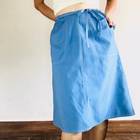 70s Workwear Wrap Skirt, Vintage, Small Medium, L… - image 6