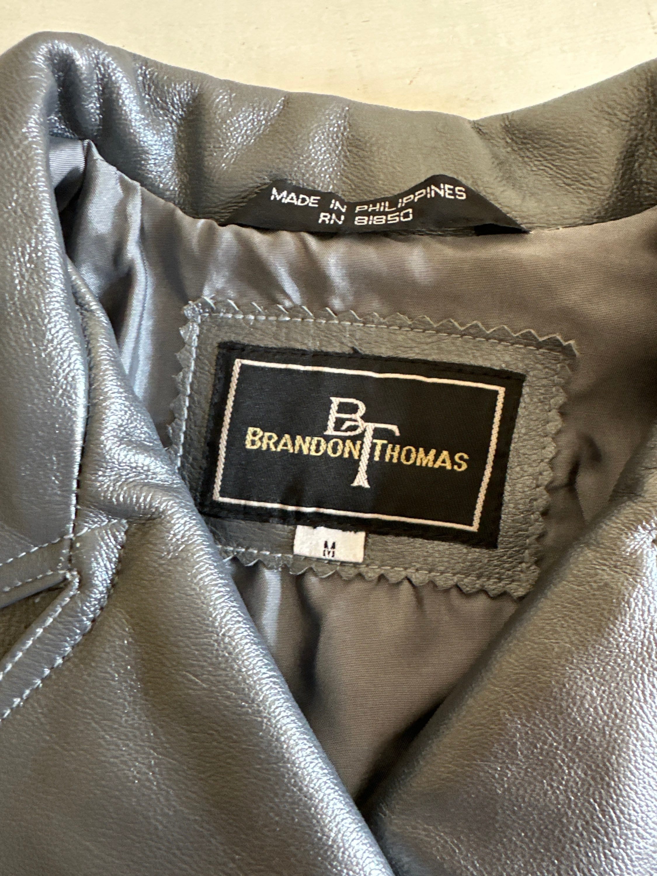 Vintage Silver Leather Peacoat Medium Y2K 90s Metallic BRANDON THOMAS Double Breasted Peacoat Minimalist Jacket Overcoat Etsy