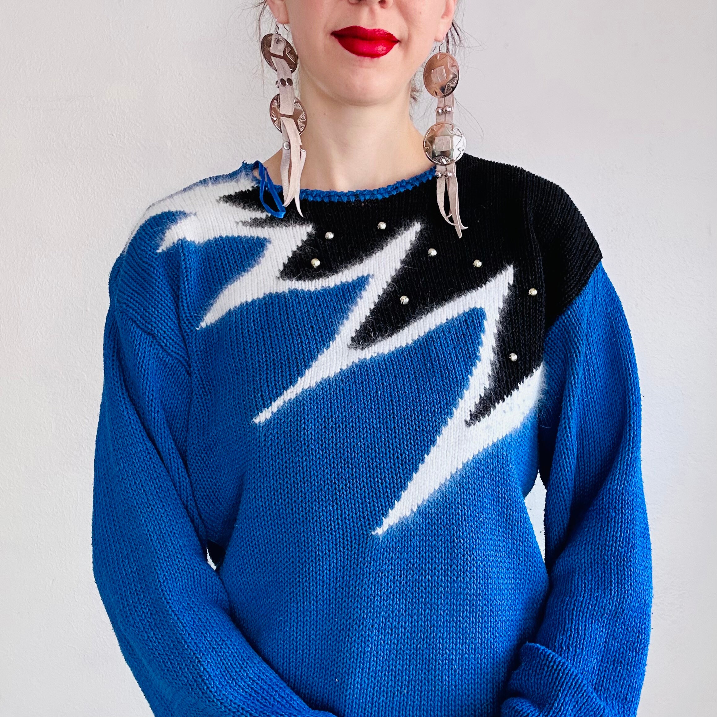Vintage color block sweater for women