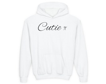 Sudadera con capucha Cutie Pi para jóvenes: sudadera infantil con un divertido juego de palabras matemático.