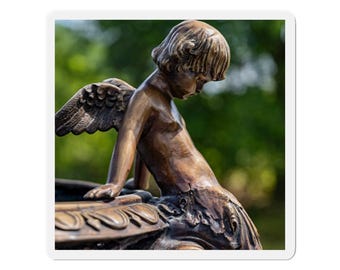 Imanes troquelados con forma de estatua de querubín de bronce / Imán para nevera con escultura de ángel