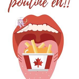 Poutine Eh!! Big mouth eating a poutine, Canada, Canada Day, French Fries, PNG, Digital Printable, Sublimation, T-shirt, Hat, Tote