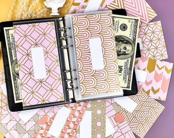 Soul Mama A6 Cash Envelopes for Budgeting Binder - 12 Pcs Pink Safari Themed Budget Binder Inserts, Budget Envelopes Binder Pockets with 6 Holes