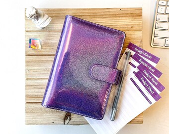 A6 Purple Sparkle BUDGET BINDER | Money Binder | Cash Envelopes | Budget Binder | Money Holder Savings | Envelope System Cash - By Soul Mama