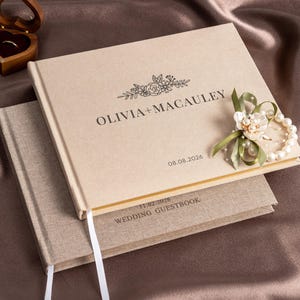 Personalized Linen Guestbook | Custom Wedding Guest Book | Reception Signing Book | Bridal Shower Gifts