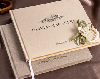 Personalized Linen Guestbook | Custom Wedding Guest Book | Reception Signing Book | Bridal Shower Gifts