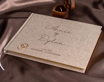 Custom Wedding Guest Book Linen Guestbook | Personalized Reception Signing Book | Engagement Gifts