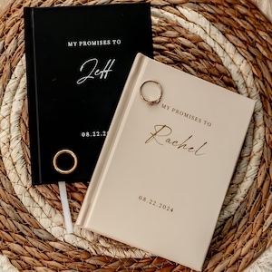 Two Vow Books Promises, Personalized Wedding Registry Ideas, 60 Pages(30 Sheets), Luxury Speech Notebook, Vow Book with Hard Cover-4.3 x 6in