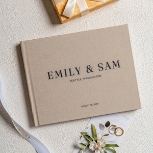 Custom Wedding Guest Book Linen Guestbook | Personalized Reception Signing Book | Engagement Gifts