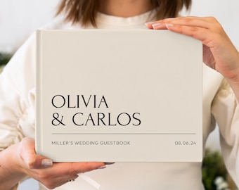 Wedding Guest Book Custom Reception Guestbook  | Personalized Engagement Signning Book | Wedding Anniversary Gifts