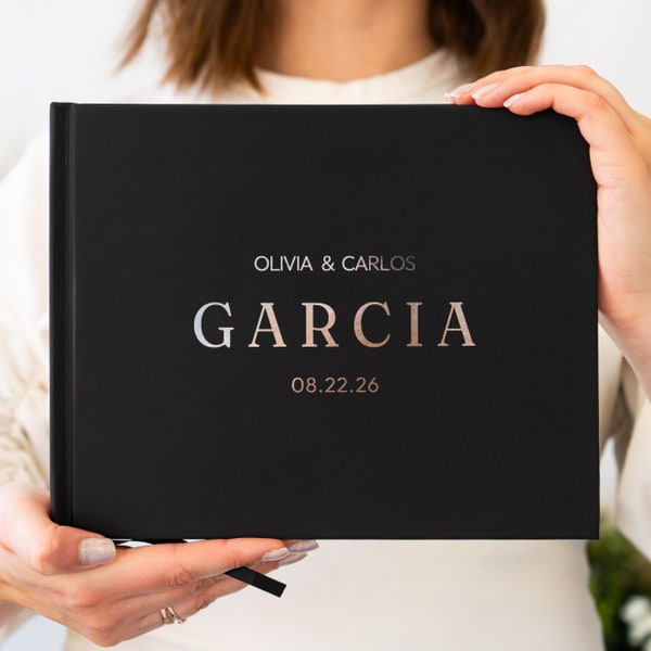 Personalized Wedding Guest Book |  Custom Reception Signing Book | 9 x 7 Inch Guestbook | Bridal Shower Gifts for Her