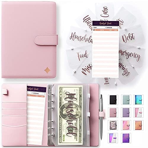  SOUL MAMA Budget Binder with Zipper Envelopes - Black Money  Organizer for Cash, A6 Binder Cash Envelopes for Budgeting, Money Saving  Binder with Rose Gold Pre-Printed Stickers : Office Products